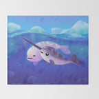 Beluga and Narwhal Throw Blanket Gallery Image 2