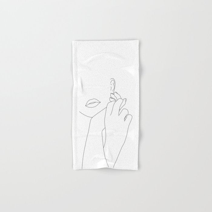 Minimalist face illustration - Fleur Bath Towel Gallery Image 1