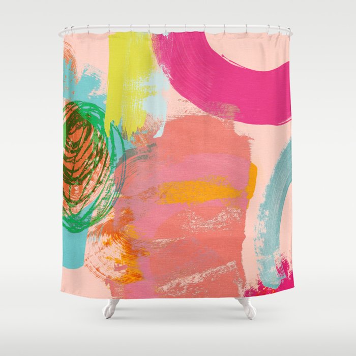 brush strokes abstract art Shower Curtain Gallery Image 1