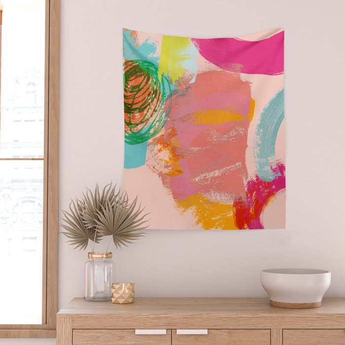 brush strokes abstract art Wall Tapestry Gallery Image 2