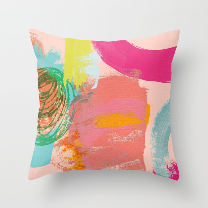 brush strokes abstract art Throw Pillow Gallery Image 1