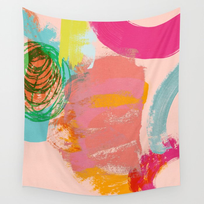 brush strokes abstract art Wall Tapestry Gallery Image 4