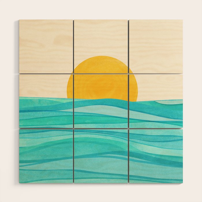 Ocean View Colorful Landscape Wood Wall Art Gallery Image 1