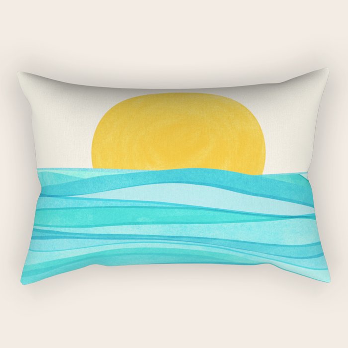 Ocean View Colorful Landscape Rectangular Pillow Gallery Image 1