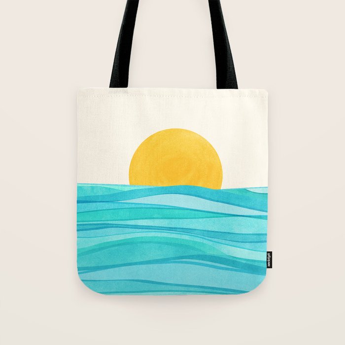 Ocean View Colorful Landscape Tote Bag Gallery Image 1