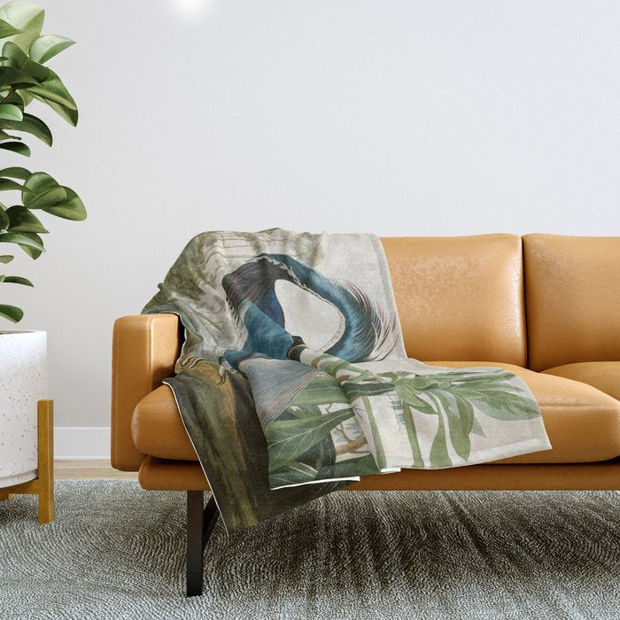 Louisiana Heron by John James Audubon  Throw Blanket Gallery Image 1