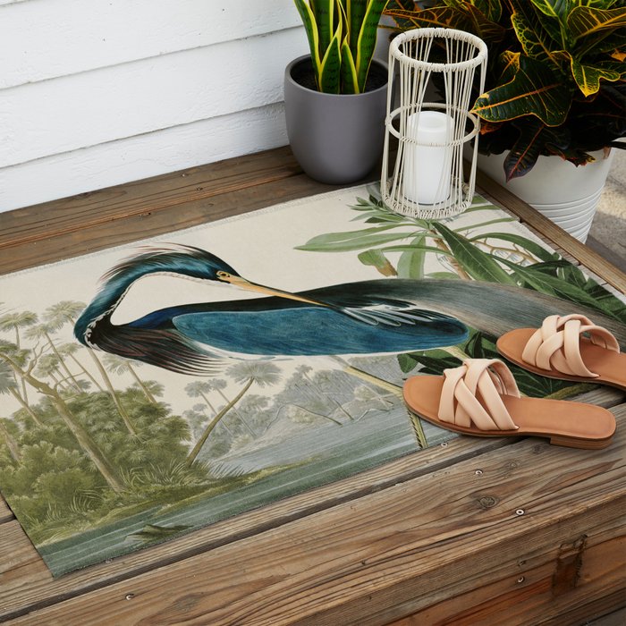 Louisiana Heron by John James Audubon  Outdoor Rug Gallery Image 2