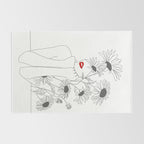 Minimal Line Art Girl with Sunflowers Rug Gallery Image 2