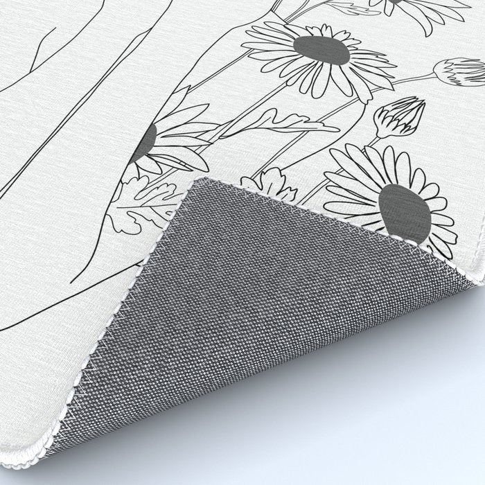 Minimal Line Art Girl with Sunflowers Rug Gallery Image 4
