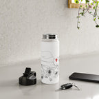 Minimal Line Art Girl with Sunflowers Water Bottle Gallery Image 4
