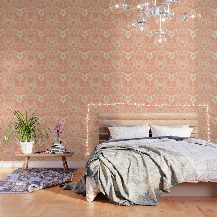Gothic Halloween Damask - peach and cream Wallpaper Gallery Image 3