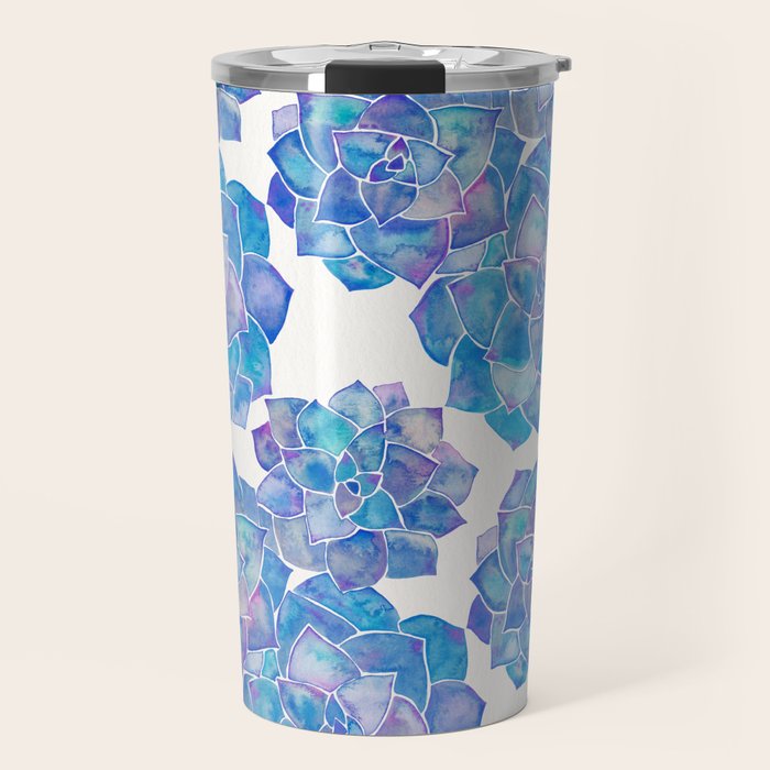 Rosette Succulents - Blue Palette Travel Mug Gallery Image 1