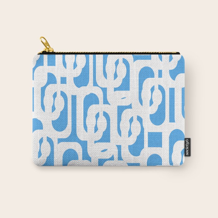 Mid Century Modern Loops Pop Blue and White Pattern Carry All Pouch Gallery Image 1