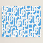 Mid Century Modern Loops Pop Blue and White Pattern Jigsaw Puzzle Gallery Image 1