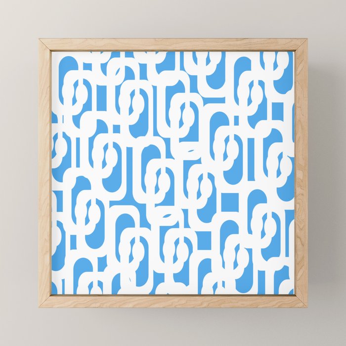 Mid Century Modern Loops Pop Blue and White Pattern Mini Art Print Gallery Image 1
