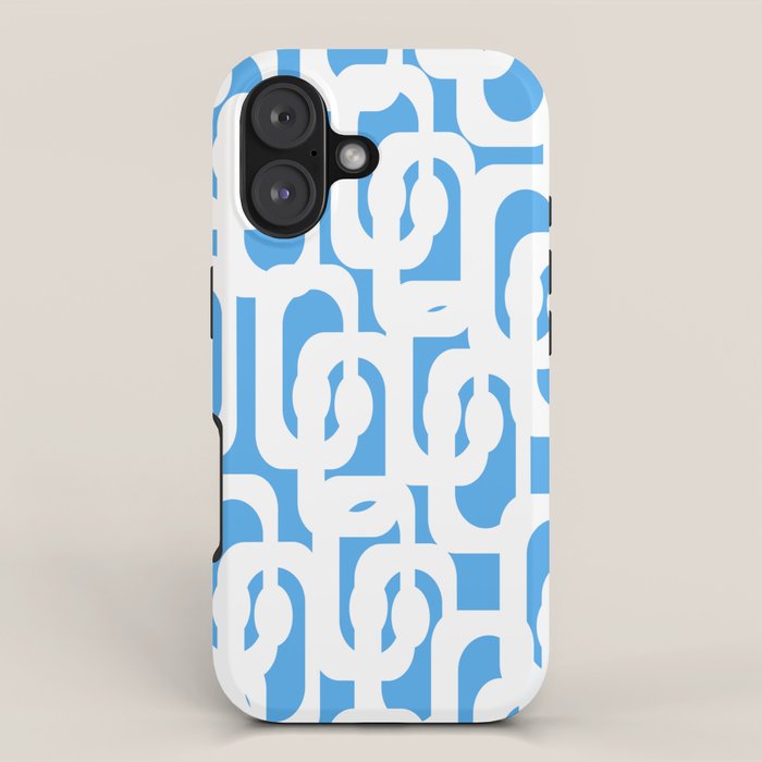 Mid Century Modern Loops Pop Blue and White Pattern iPhone Case Gallery Image 1