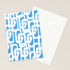 Mid Century Modern Loops Pop Blue and White Pattern Stationery Card Gallery Image 2