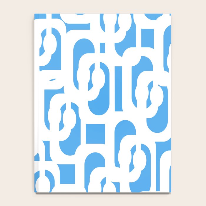 Mid Century Modern Loops Pop Blue and White Pattern Notebook Gallery Image 4
