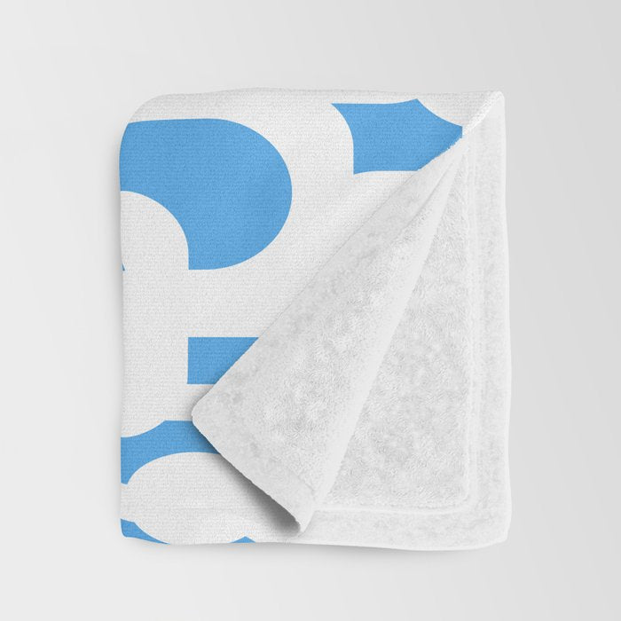 Mid Century Modern Loops Pop Blue and White Pattern Throw Blanket Gallery Image 3