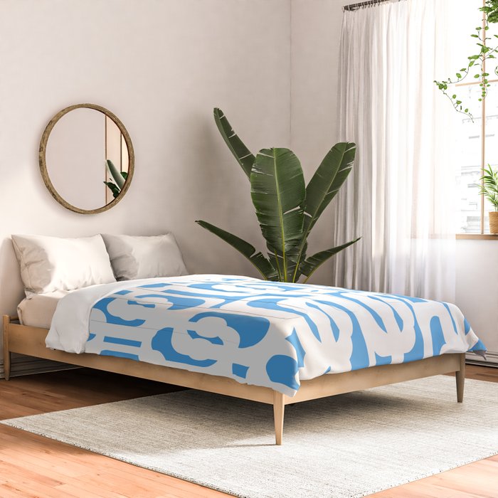 Mid Century Modern Loops Pop Blue and White Pattern Comforter Gallery Image 2