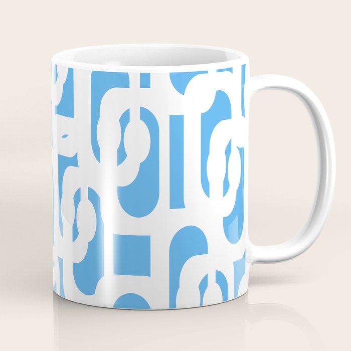 Mid Century Modern Loops Pop Blue and White Pattern Coffee Mug Gallery Image 1