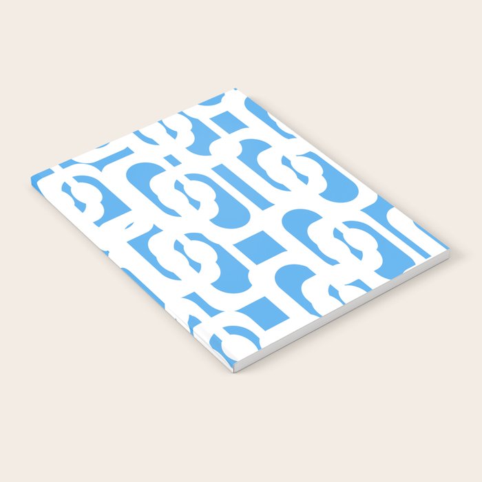 Mid Century Modern Loops Pop Blue and White Pattern Notebook Gallery Image 1