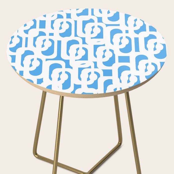 Mid Century Modern Loops Pop Blue and White Pattern Side Table Gallery Image 2