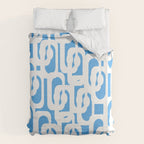 Mid Century Modern Loops Pop Blue and White Pattern Duvet Cover Gallery Image 6