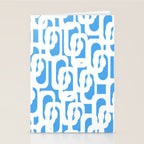 Mid Century Modern Loops Pop Blue and White Pattern Stationery Card Gallery Image 2