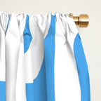 Mid Century Modern Loops Pop Blue and White Pattern Window Curtain Gallery Image 2