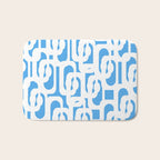 Mid Century Modern Loops Pop Blue and White Pattern Bath Mat Gallery Image 1