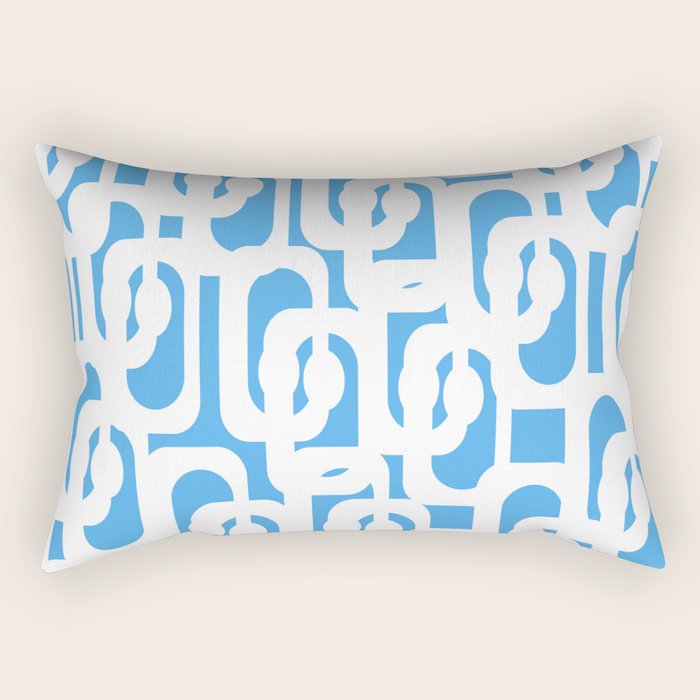Mid Century Modern Loops Pop Blue and White Pattern Rectangular Pillow Gallery Image 1
