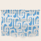 Mid Century Modern Loops Pop Blue and White Pattern Wall Hanging Gallery Image 1