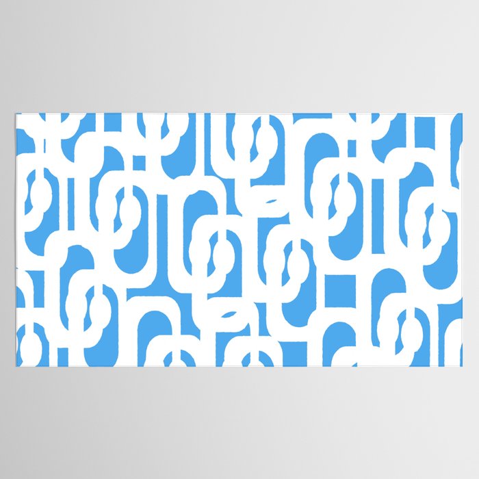 Mid Century Modern Loops Pop Blue and White Pattern Tablecloth Gallery Image 2