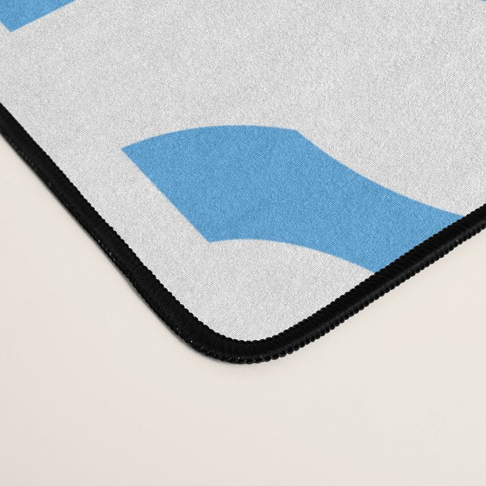 Mid Century Modern Loops Pop Blue and White Pattern Desk Mat Gallery Image 4