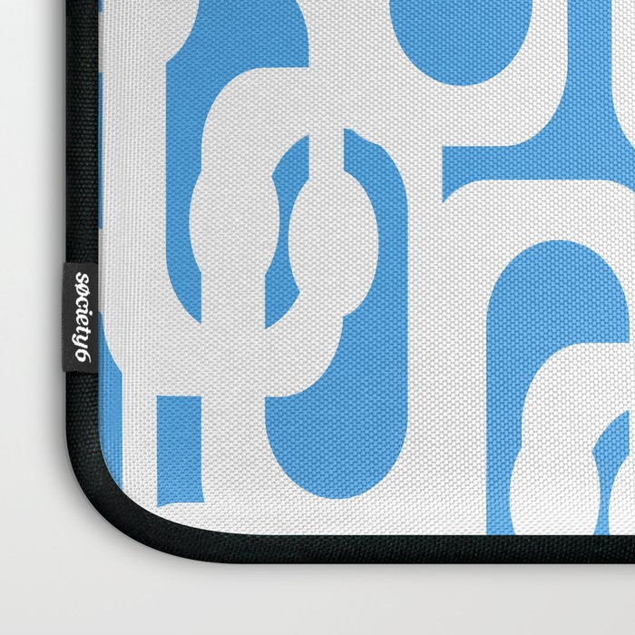 Mid Century Modern Loops Pop Blue and White Pattern Laptop Sleeve Gallery Image 3