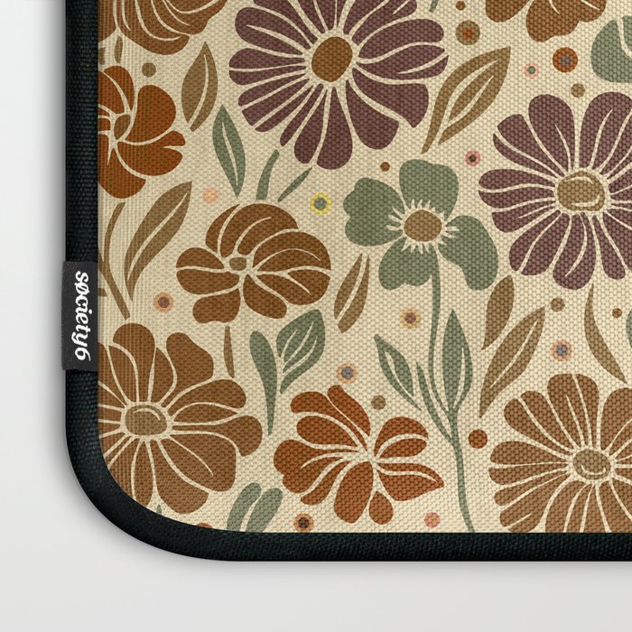 Eternal Summer Block Print Countryside Vibes Flower Earth Tones Laptop Sleeve Gallery Image 3