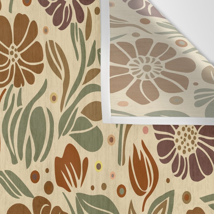 Eternal Summer Block Print Countryside Vibes Flower Earth Tones Wall Tapestry Gallery Image 3