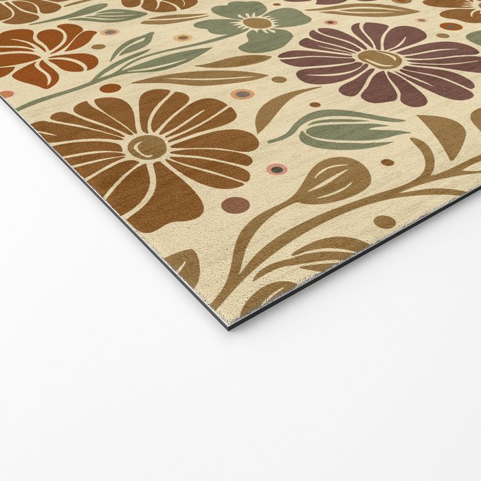 Eternal Summer Block Print Countryside Vibes Flower Earth Tones Welcome Mat Gallery Image 2