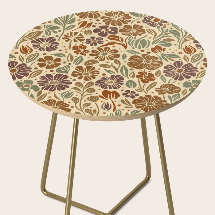 Eternal Summer Block Print Countryside Vibes Flower Earth Tones Side Table Gallery Image 2