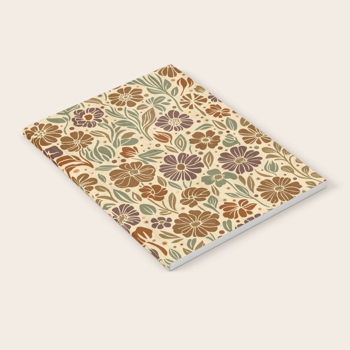 Eternal Summer Block Print Countryside Vibes Flower Earth Tones Notebook Gallery Image 1