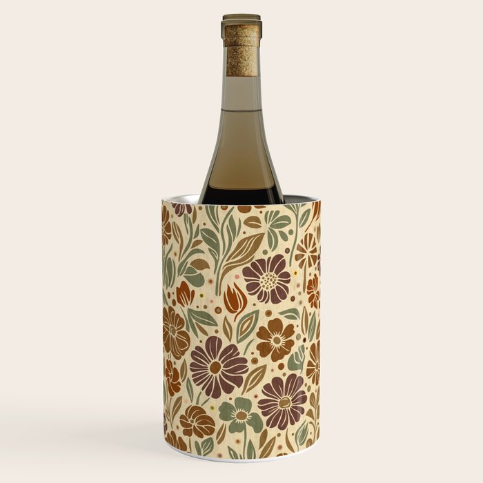 Eternal Summer Block Print Countryside Vibes Flower Earth Tones Wine Chiller Gallery Image 2