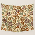 Eternal Summer Block Print Countryside Vibes Flower Earth Tones Wall Tapestry Gallery Image 4