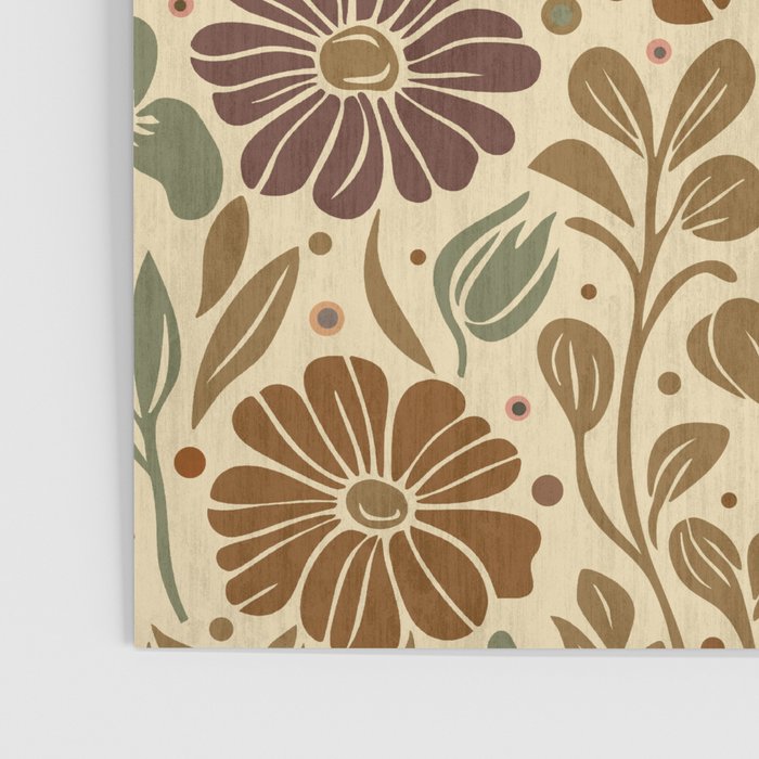 Eternal Summer Block Print Countryside Vibes Flower Earth Tones Poster Gallery Image 3