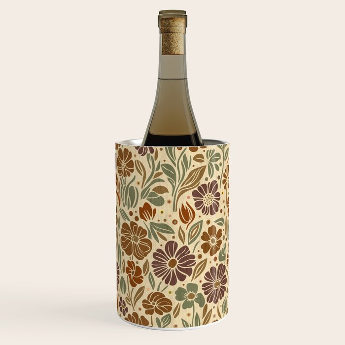 Eternal Summer Block Print Countryside Vibes Flower Earth Tones Wine Chiller Gallery Image 3