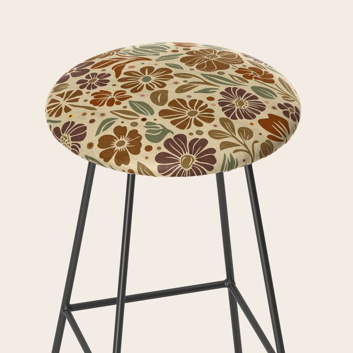 Eternal Summer Block Print Countryside Vibes Flower Earth Tones Stool Gallery Image 2