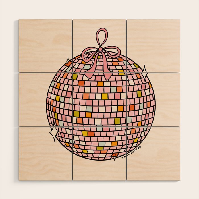 Bow Disco Ball Wood Wall Art Gallery Image 1