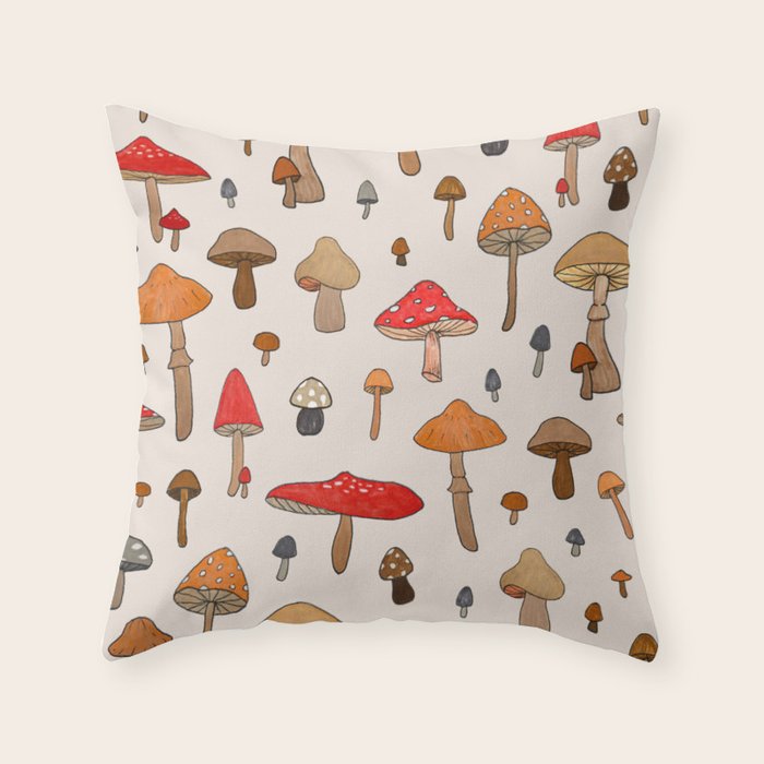 Mushroom Pattern Throw Pillow Gallery Image 6