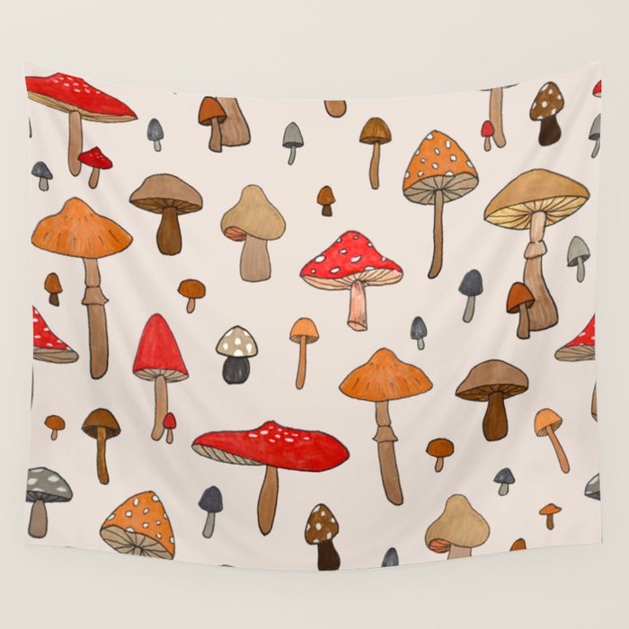 Mushroom Pattern Wall Tapestry Gallery Image 1