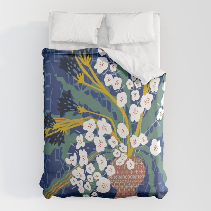 Matisse Flower Vase modern Illustration denim Duvet Cover Gallery Image 6
